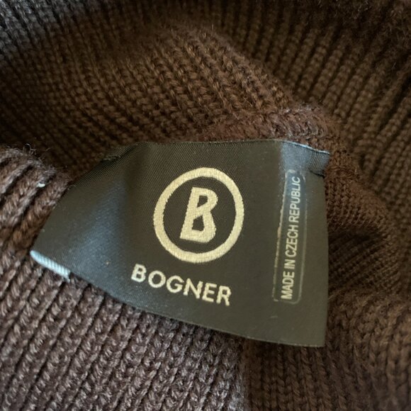  BOGNER LUXURY  Knit Turtleneck Sweater Logo Sleeve - Picture 2 of 9